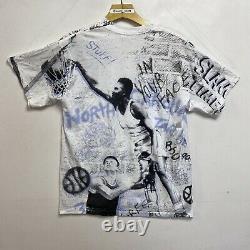 Vintage 90s North Carolina Tar Heels UNC all over print tshirt sz XL Basketball