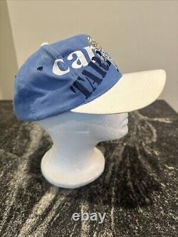 Vintage 90s UNC North Carolina Tar Heels Hat SnapBack Big Logo RARE White Blue