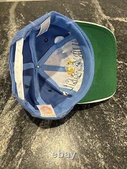 Vintage 90s UNC North Carolina Tar Heels Hat SnapBack Big Logo RARE White Blue
