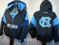 Vintage 90s UNC Tarheels Carolina Vtg Starter 1/2 Zip Hooded Jacket Puffer o49