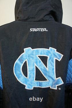 Vintage 90s UNC Tarheels Carolina Vtg Starter 1/2 Zip Hooded Jacket Puffer o49