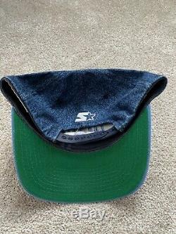 Vintage North Carolina TarHeels UNC SnapBack Denim Starter Hat Cap NCAA Rare 90s