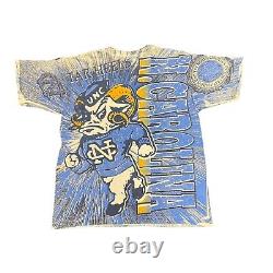 Vintage North Carolina Tar Heels 90s All Over Print AOP NCAA T-Shirt UNC Sz XL