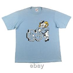 Vintage North Carolina Tar Heels Shirt Men Large Blue 80s Rameses UNC University
