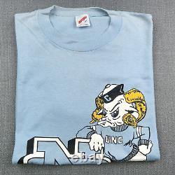 Vintage North Carolina Tar Heels Shirt Men Large Blue 80s Rameses UNC University