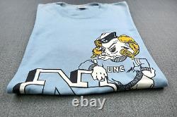 Vintage North Carolina Tar Heels Shirt Men Large Blue 80s Rameses UNC University