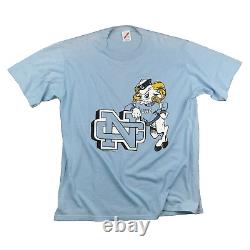 Vintage North Carolina Tar Heels Shirt Men Large Blue 80s Rameses UNC University
