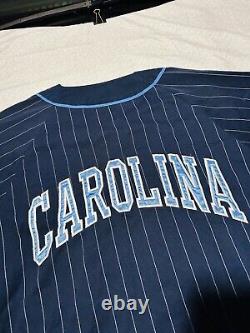 Vintage North Carolina Tar Heels Starter Baseball Jersey Pinstripe UNC Large 90s