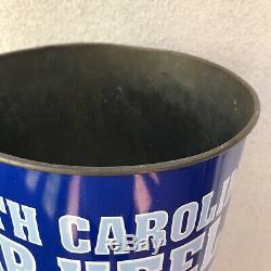 Vintage North Carolina Tar Heels UNC 1990 Tin Trash Can Wash Basket 20 #DP