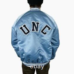 Vintage North Carolina UNC Tar Heels Chalk Line Satin Bomber Jacket Size L USA
