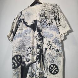 Vintage Rare 1990 Okina NCAA UNC Tar Heels AOP Double-sided T-Shirt Size XL