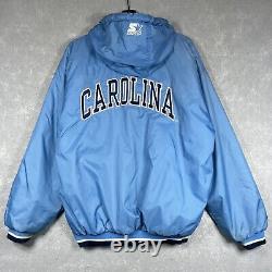 Vintage Starter North Carolina Tar Heels Jacket Men's Medium Blue Half Zip UNC