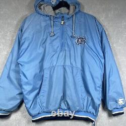 Vintage Starter North Carolina Tar Heels Jacket Men's Medium Blue Half Zip UNC