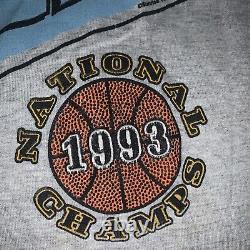 Vintage UNC Tar Heels Basketball 1993 Championship T-shirt Gray Large 21.5 Pit