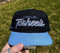 Vintage UNC Tar Heels Script Hat Sports Specialties Snapback Wool 2 Tone