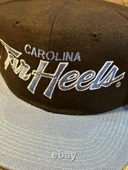 Vintage UNC Tar Heels Script Hat Sports Specialties Snapback Wool 2 Tone W Tag