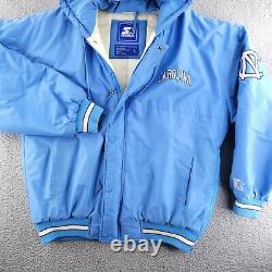 Vintage UNC Tarheels Starter Jacket Mens Large Quilted Bomber Blue 90s y2k Baggy