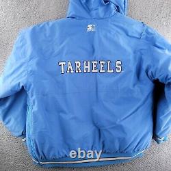 Vintage UNC Tarheels Starter Jacket Mens Large Quilted Bomber Blue 90s y2k Baggy