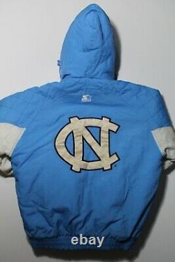 Vintage UNC Univ. North Carolina Tarheels Starter Puffer Jacket Hooded Size M/L
