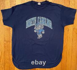 Vtg 80s UNC Tar Heels True Vtg Single Stitch Drop Tail T-Shirt Size L Champion