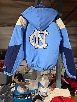 Vtg 90's Starter North Carolina Tarheels Hooded Puffer Jacket Men's Med NWT RARE