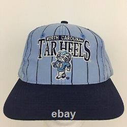 Vtg 90s North Carolina Tar Heels Cap Pin Stripe UNC Snapback Game Basketball Hat