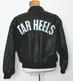 Vtg 90s North Carolina Tar Heels UNC Pro Player LEATHER JACKET Black XL X-LARGE