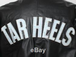 Vtg 90s North Carolina Tar Heels UNC Pro Player LEATHER JACKET Black XL X-LARGE