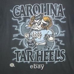 Vtg 90s UNC Tarheels Ram Break Through T-Shirt Faded Single Stitch USA sz L