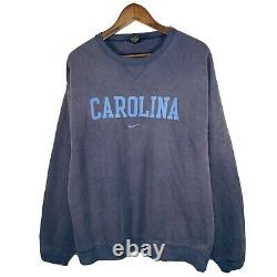 Vtg Nike UNC North Carolina Tar Heels Center Swoosh Crewneck Sweatshirt 2XL Blue