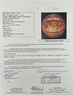 1984 L'équipe De Tarheels A Signé Le Basketball Vintage Jordan+11 Psa/dna Jsa Loa