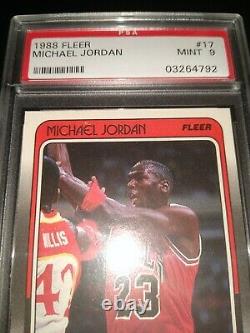 1988 Fleer Michael Jordan #17 Psa 9 Mint Chicago Bulls Unc Tarheels Wizards