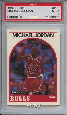 1989 Hoops 200 Michael Jordan Psa 9 Mint Bulls Unc Tarheels Bien Centré