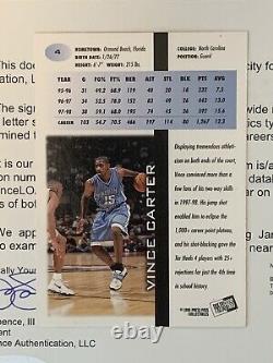 1998 Press Pass Vince Carter Autographié Rookie Jsa Loa Unc Tar Heels