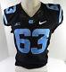 2014 Maillot Noir Utilisé En Jeu Des Tar Heels De Caroline Du Nord Unc #63 Np Rem 44 117