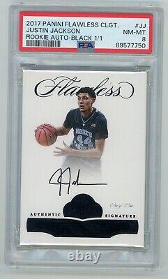 2017 Panini Flawless Collegiate Justin Jackson RC 1/1 Auto PSA 8 UNC Tar Heels