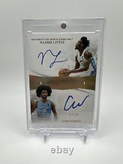 2019-20 Panini Flawless Coby White Nassir Little Gold Auto /10 UNC Tar Heels
  <br/>	 
<br/> 
Traduction en français : 
  <br/>

 2019-20 Panini Flawless Coby White Nassir Little Gold Auto /10 UNC Tar Heels