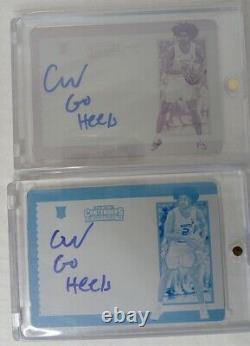 2019 Panini Contenders Draft Coby White 1/1 Auto Plaques d'Impression UNC Tar Heels