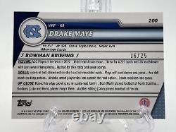 2023 Bowman Chrome U Drake Maye 1er Réfracteur Orange Surge #'d/25 UNC Tar Heels