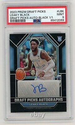 2023 Panini Prizm Draft Picks Leaky Black RC Auto Noir 1/1 PSA 9 UNC Tar Heels