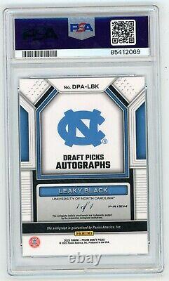 2023 Panini Prizm Draft Picks Leaky Black RC Auto Noir 1/1 PSA 9 UNC Tar Heels