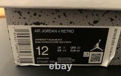 Air Jordan 4 Retro Unc Hommes Sz 12 Tarheels Marque New Deadstock