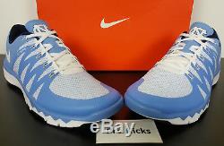 Ampli Nike Free Trainer 5.0 V6 Unc Tarheels Bleu Blanc Rare 723939-402 (taille 11.5)