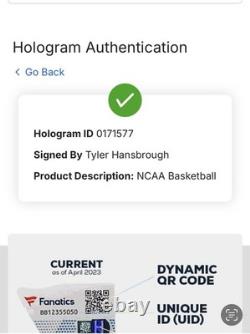 Ballon de basket signé par Tyler Hansbrough NCAA Wilson UNC Tar Heels