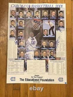 Calendrier poster de basketball des Tarheels de l'UNC 2000-2001 signé par Julius Peppers