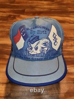 Chapeau de sport vintage RARE North Carolina UNC Tarheels à deux bandes Snapback fabriqué aux États-Unis