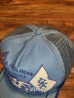 Chapeau de sport vintage RARE North Carolina UNC Tarheels à deux bandes Snapback fabriqué aux États-Unis