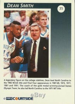 Dean Smith Unc North Carolina Tar Heels 1992 Courtside Cert Auto Carte Autograph