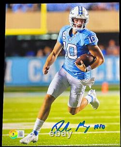 Drake Maye a signé la photo UNC North Carolina Tar Heels 8x10 avec le certificat Beckett Witness Coa