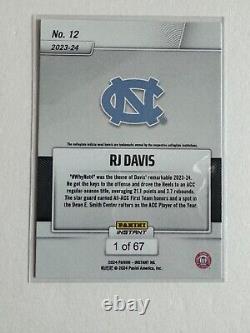 Ensemble d'équipe Panini 2024 RJ DAVIS de l'Université de Caroline du Nord UNC Tarheels 2023